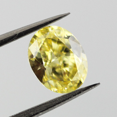 Fancy Intense Yellow Diamond, Oval, 0.72 carat, VVS2