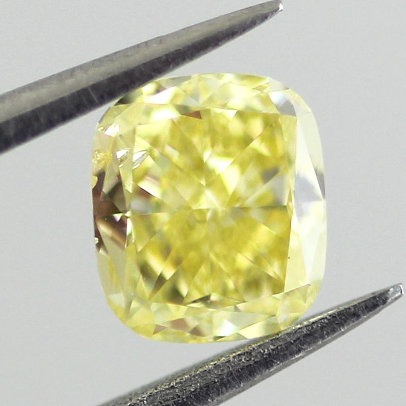 Fancy Intense Yellow Diamond, Cushion, 0.52 carat, SI2