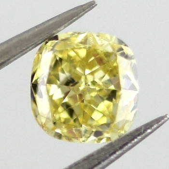 GIA Cushion Fancy Intense Yellow Diamond, 0.32 carat