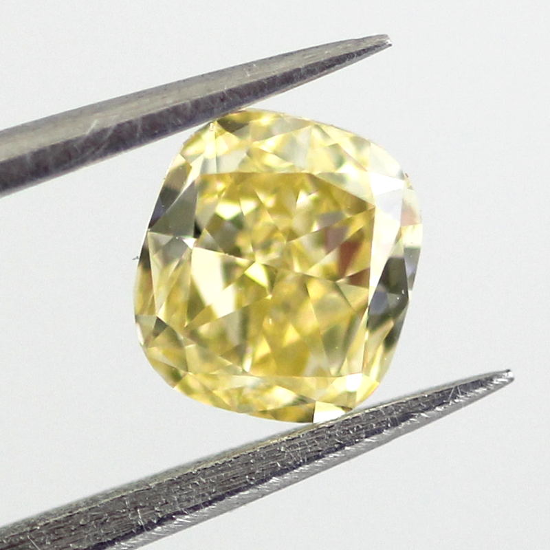 Fancy Intense Yellow Diamond, Cushion, 0.50 carat, VS1