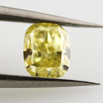 Fancy Intense Yellow Diamond, Cushion, 0.53 carat