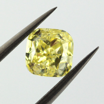 Fancy Intense Yellow Diamond, Cushion, 1.01 carat, I1