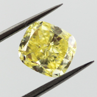 Fancy Intense Yellow Diamond, Cushion, 1.67 carat, VVS1