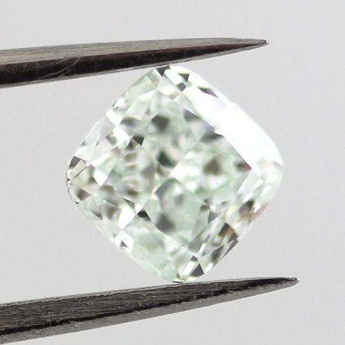 Fancy Light Bluish Green Diamond, Cushion, 0.66 carat, VS2- C