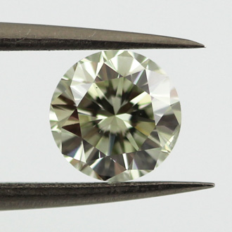 Fancy Light Grayish Greenish Yellow Diamond, Round, 1.01 carat, SI2- C