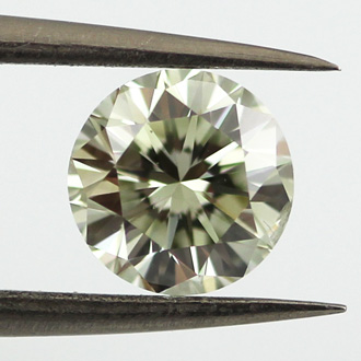 Fancy Light Grayish Greenish Yellow Diamond, Round, 1.01 carat, SI2