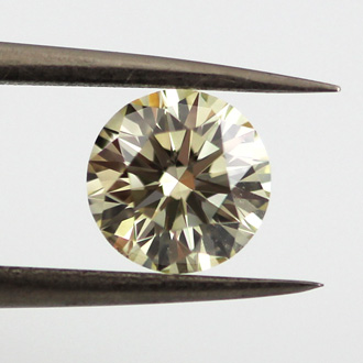 Fancy Light Grayish Greenish Yellow Diamond, Round, 1.05 carat - B