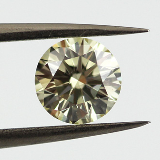 Fancy Light Grayish Greenish Yellow Diamond, Round, 1.05 carat