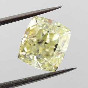 Fancy Light Green Yellow Diamond, Cushion, 3.05 carat, VS2 - B