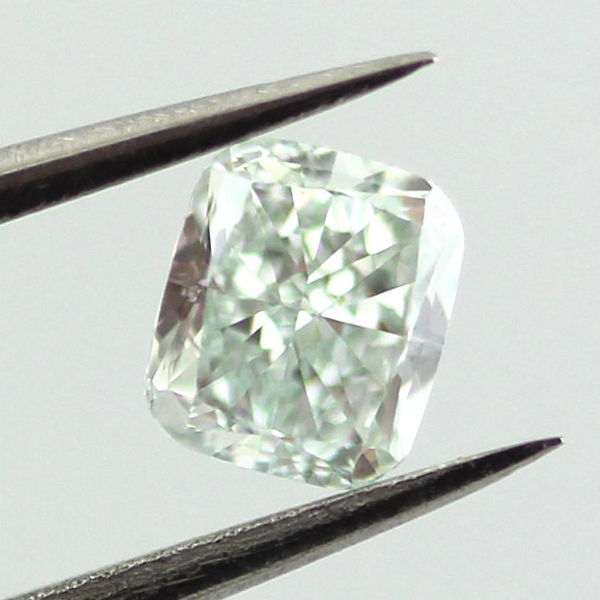 Fancy Light Green Diamond, Cushion, 0.42 carat, VS2