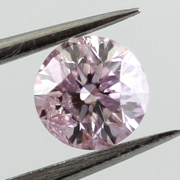 Fancy Light Purplish Pink Diamond, Round, 0.37 carat