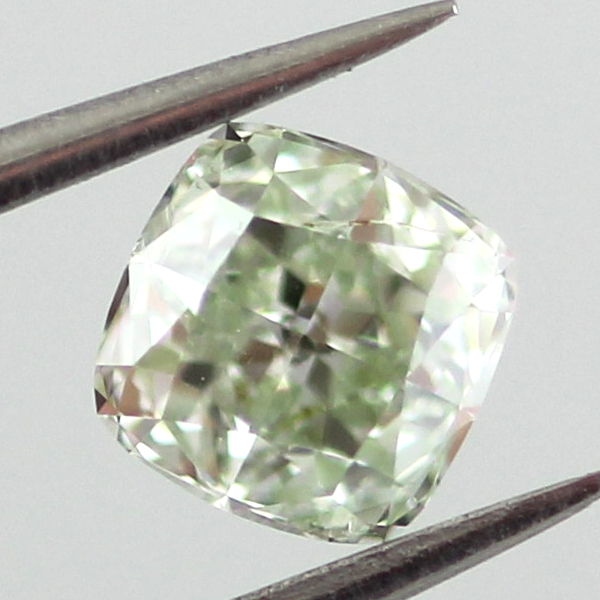 Fancy Light Yellow Green Diamond, Cushion, 0.51 carat, SI2