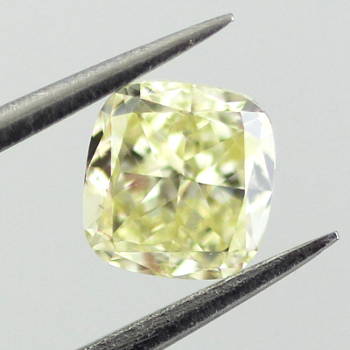 Fancy Light Yellow Diamond, Cushion, 0.56 carat, VS1 - Thumbnail