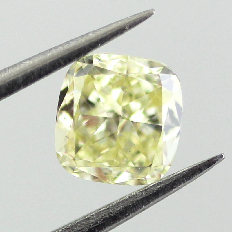 Fancy Light Yellow Diamond, Cushion, 0.56 carat, VS1