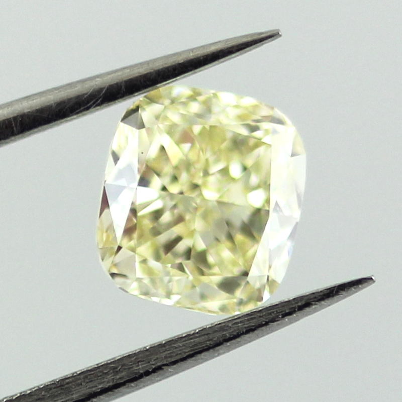 Fancy Light Yellow Diamond, Cushion, 0.91 carat, VVS2