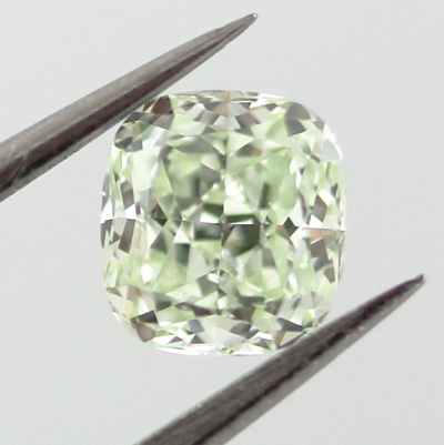 Fancy Light Yellowish Green Diamond, Cushion, 0.52 carat, SI1 - B