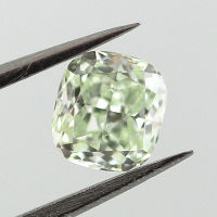 Fancy Light Yellowish Green Diamond, Cushion, 0.52 carat, SI1 - Thumbnail