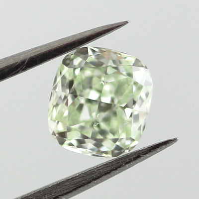 Fancy Light Yellowish Green Diamond, Cushion, 0.52 carat, SI1