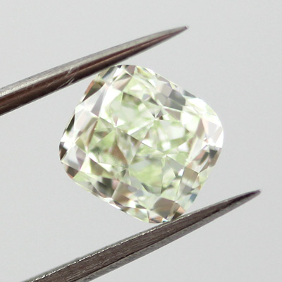 Fancy Light Yellowish Green Diamond, Cushion, 1.50 carat, VS2