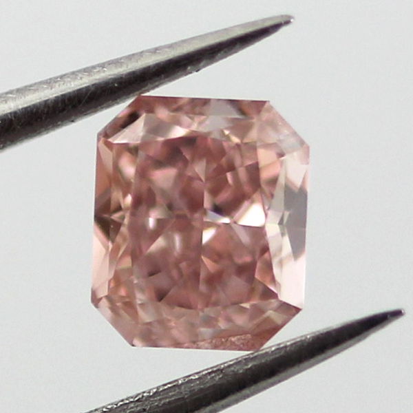 Fancy Orangy Pink Diamond, Radiant, 0.36 carat- C