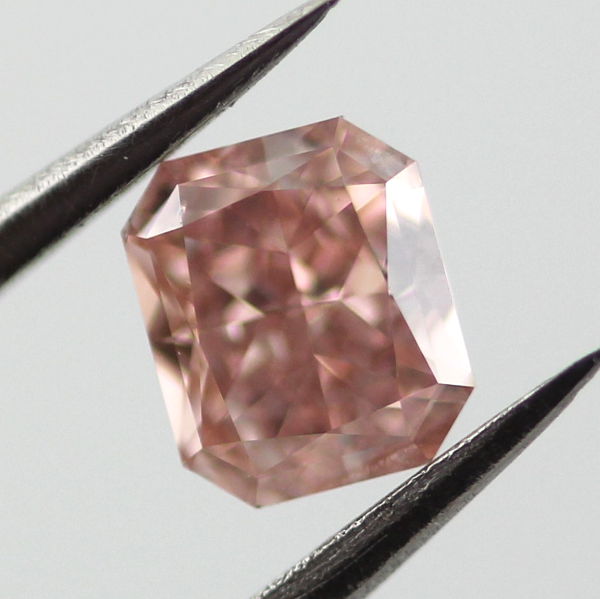 Fancy Orangy Pink Diamond, Radiant, 0.36 carat