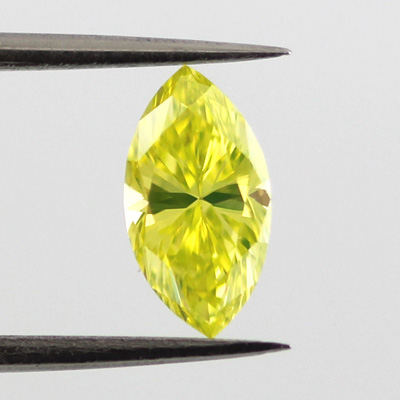 Fancy Vivid Greenish Yellow Diamond, Marquise, 0.60 carat, VS2