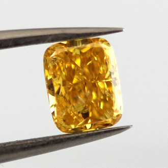 Fancy Vivid Orange Yellow Diamond, Cushion, 0.68 carat- C