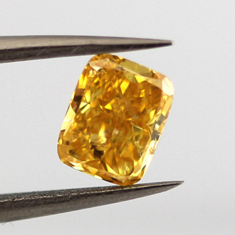 Fancy Vivid Orange Yellow Diamond, Cushion, 0.68 carat