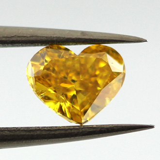 Fancy Vivid Orangy Yellow Diamond, Heart, 0.74 carat- C