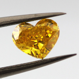 Fancy Vivid Orangy Yellow Diamond, Heart, 0.74 carat