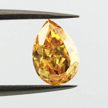 Fancy Vivid Yellow Orange Diamond, Pear, 1.01 carat, SI2 - B