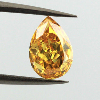 Fancy Vivid Yellow Orange Diamond, Pear, 1.01 carat, SI2