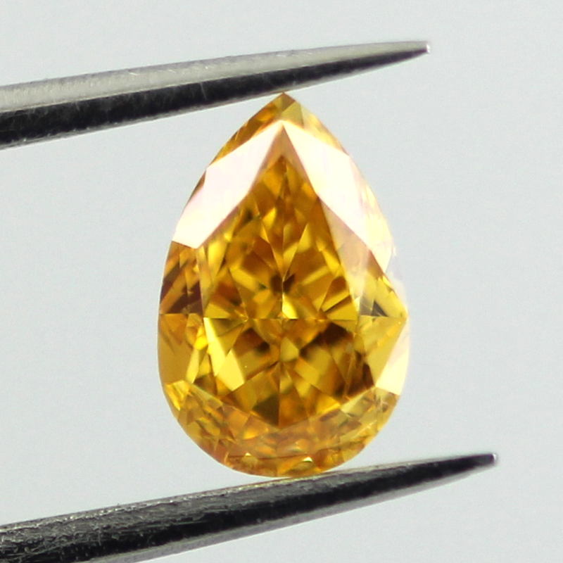 Fancy Vivid Yellow Orange Diamond, Pear, 0.58 carat, SI1