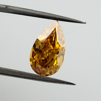Fancy Vivid Yellow Orange Diamond, Pear, 1.01 carat, SI1