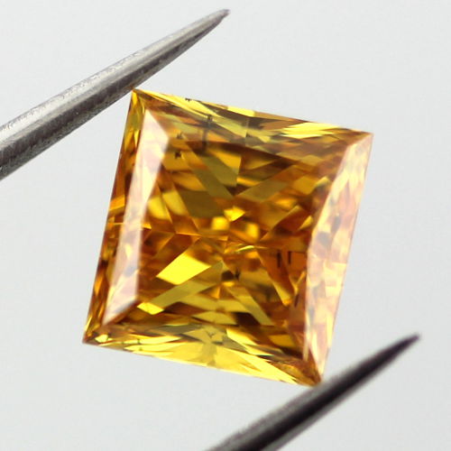 Fancy Vivid Yellow Orange Diamond, Princess, 1.09 carat, SI1 - B
