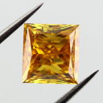 Fancy Vivid Yellow Orange Diamond, Princess, 1.09 carat, SI1 - Thumbnail