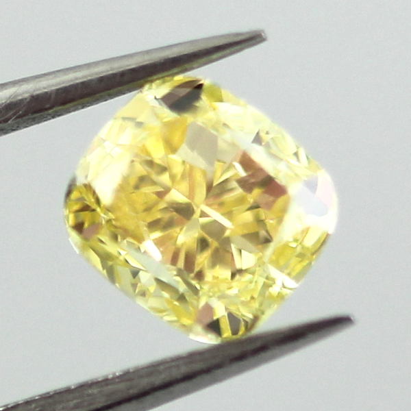 Fancy Vivid Yellow Diamond, Cushion, 0.70 carat, VS2 - B