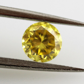 Fancy Vivid Yellow Diamond, Round, 0.30 carat