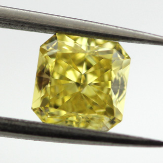 Fancy Vivid Yellow Diamond, Radiant, 1.04 carat, SI2