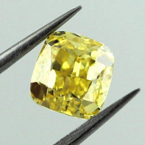 GIA Cushion Fancy Vivid Yellow Diamond, 1.02 carat