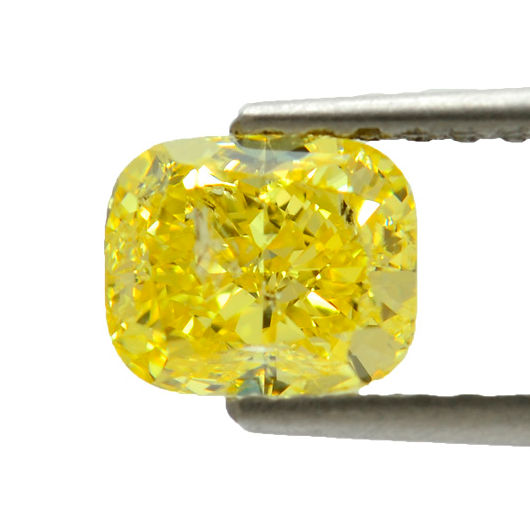 Fancy Vivid Yellow Diamond, Cushion, 1.81 carat