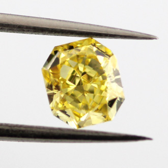 Fancy Vivid Yellow Diamond, Radiant, 0.74 carat, VVS2