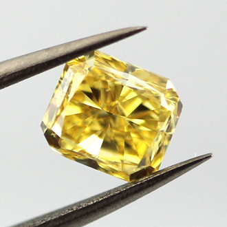 Fancy Vivid Yellow Diamond, Radiant, 1.54 carat, SI1- C