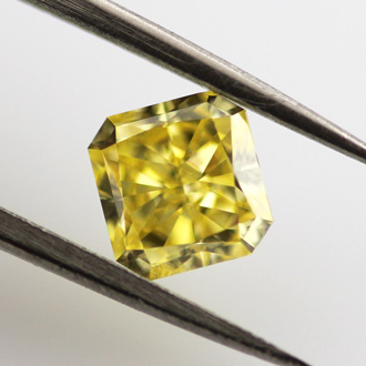 Fancy Vivid Yellow Diamond, Radiant, 0.90 carat, SI1 - B