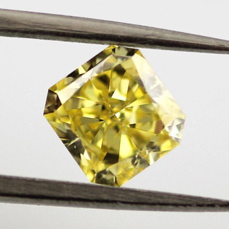 Fancy Vivid Yellow Diamond, Radiant, 0.90 carat, SI1