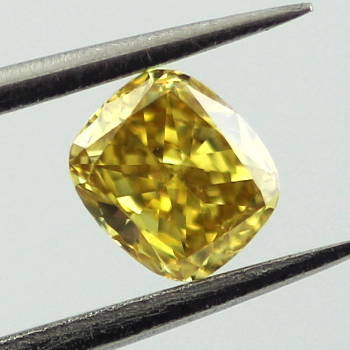 GIA Cushion Fancy Vivid Yellow Diamond, 0.41 carat