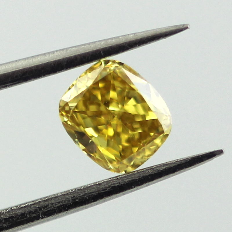 Fancy Vivid Yellow Diamond, Cushion, 0.41 carat, SI1