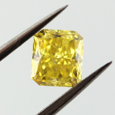 Fancy Vivid Yellow Diamond, Radiant, 0.61 carat, VS1