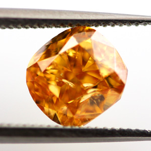 Fancy Vivid Yellowish Orange Diamond, Cushion, 1.53 carat