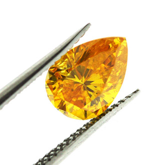 Fancy Vivid Yellowish Orange Diamond, Pear, 0.58 carat